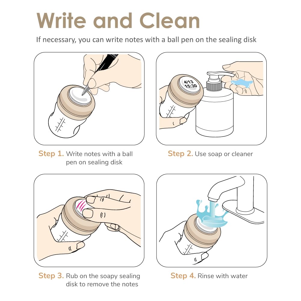 Maymom Screw Lids Aka Travel Caps with Rewritable Sealing Disc Compatible with Avent Bottle, Maymom Wide Mouth Bottles; Cap Replace Avent Natural Bottle Sealing Ring and Sealing Disc, 6pcs. (Blue)