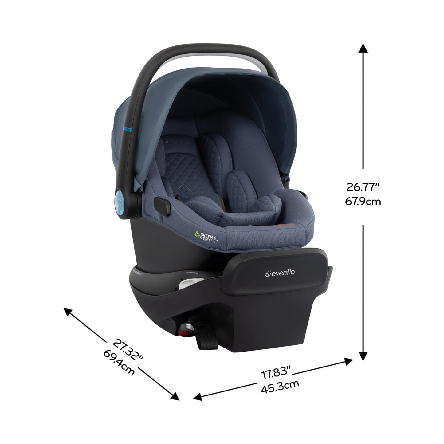 Evenflo Revolve180 LiteMax NXT Rotating Rear-Facing Lightweight Preemie and Infant Car Seat 3-30lbs. with SensorySoothe. Easy Install with Base (Agate Purple)