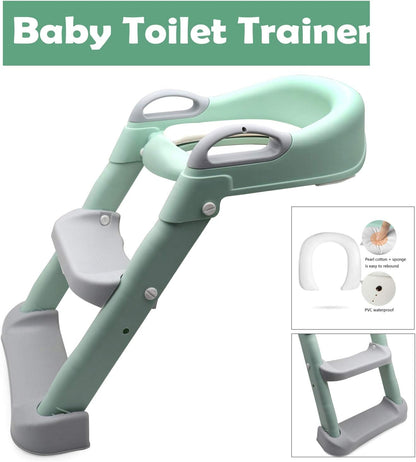 HTTMT- Giraffe Potty Training Toilet Ladder Seat With Upgraded Cushion Step Stool Ladder Toilet Chair/Toilet Trainer for Baby Toddler Kids Children In Pink [P/N: ET-BABY001-PINK STEP]