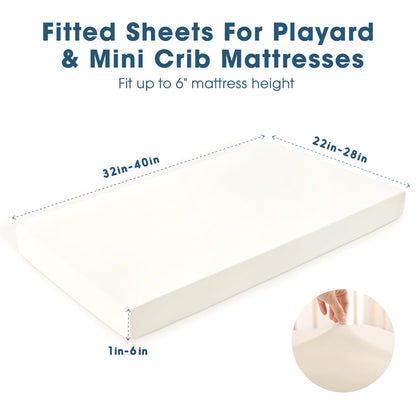 GRSSDER Stretch Ultra Soft Jersey Knit Fitted Pack n Play Playard Sheets Set 2 Pack，Fits Portable/Mini Cribs Sheets, Playards Mattress Pads, Stylish Watercolor Animals for Baby, Mint Green