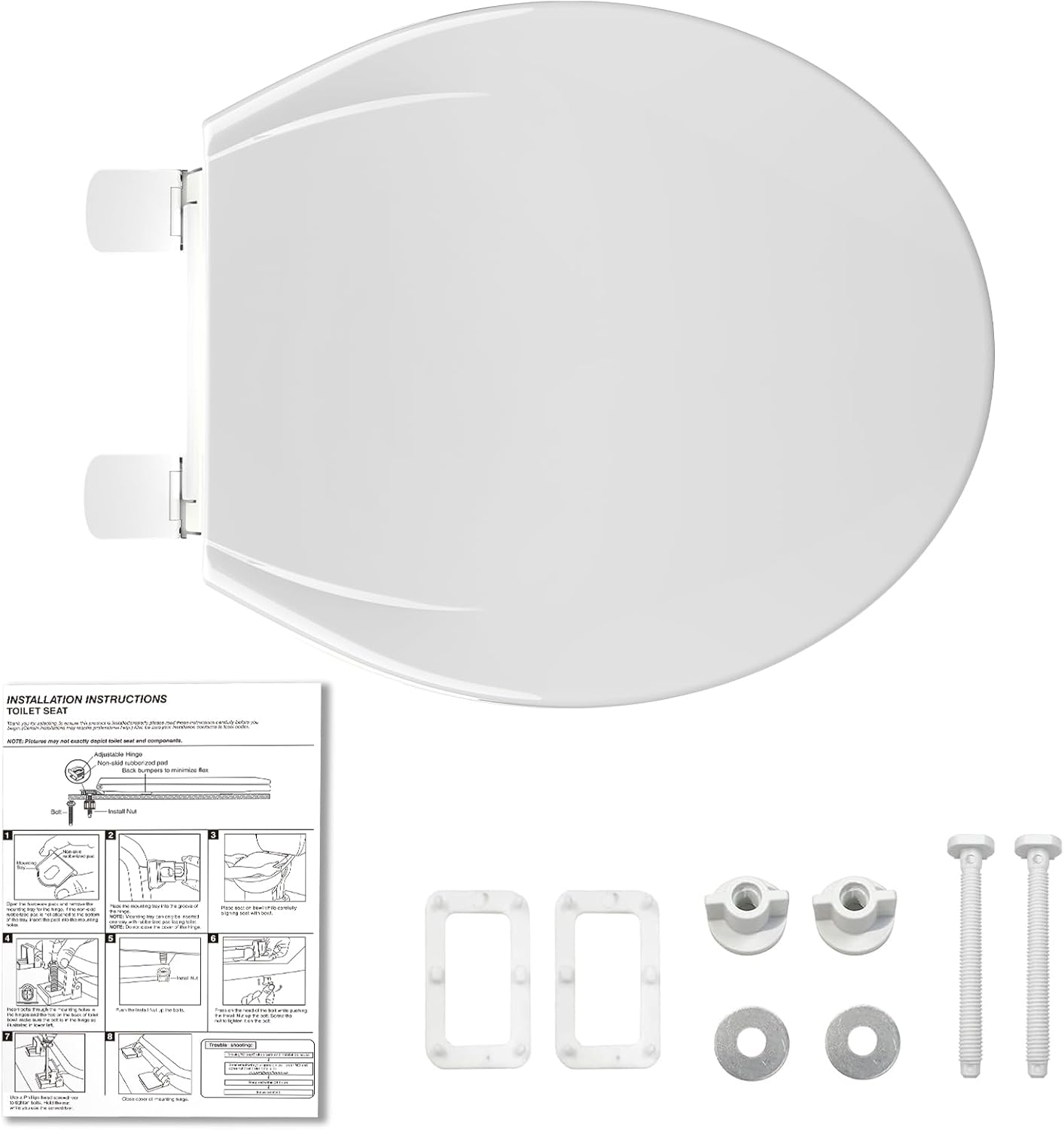 Toilet Seat Round,Toilet Seat with Toddler Seat Built in, Potty Training Toilet Seat Round Fits Both Adult and Child, with Soft Close,Easy Install and Clean - White, Round