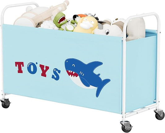 GRANNY SAYS Toy Box for Boys, Large Toy Chest Storage with Wheels, Metal Kids Toy Storage Organizer for Stuffed Animals, 135L Kids Toy Bins for Bedroom, Living Room, Nursery, Blue
