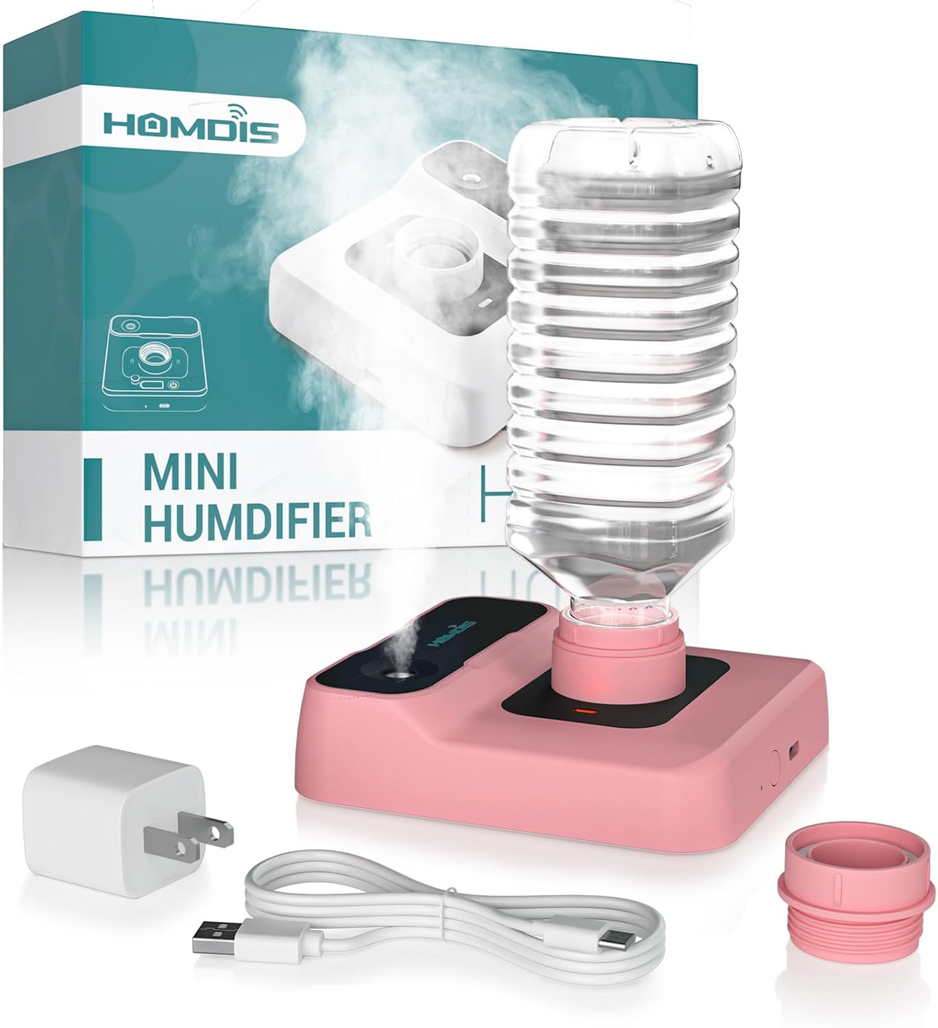 Travel Humidifier, Portable Small Humidifier for Plants, Bedroom, Office, Hotel or Car, 5000mAh Battery Operated Mini Cool Mist Humidifiers, Quiet 23dB, Auto-off, Night Light & BPA-Free, Green
