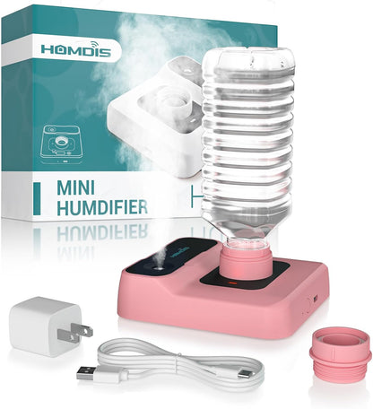 Travel Humidifier, Portable Small Humidifier for Plants, Bedroom, Office, Hotel or Car, 5000mAh Battery Operated Mini Cool Mist Humidifiers, Quiet 23dB, Auto-off, Night Light & BPA-Free, Green