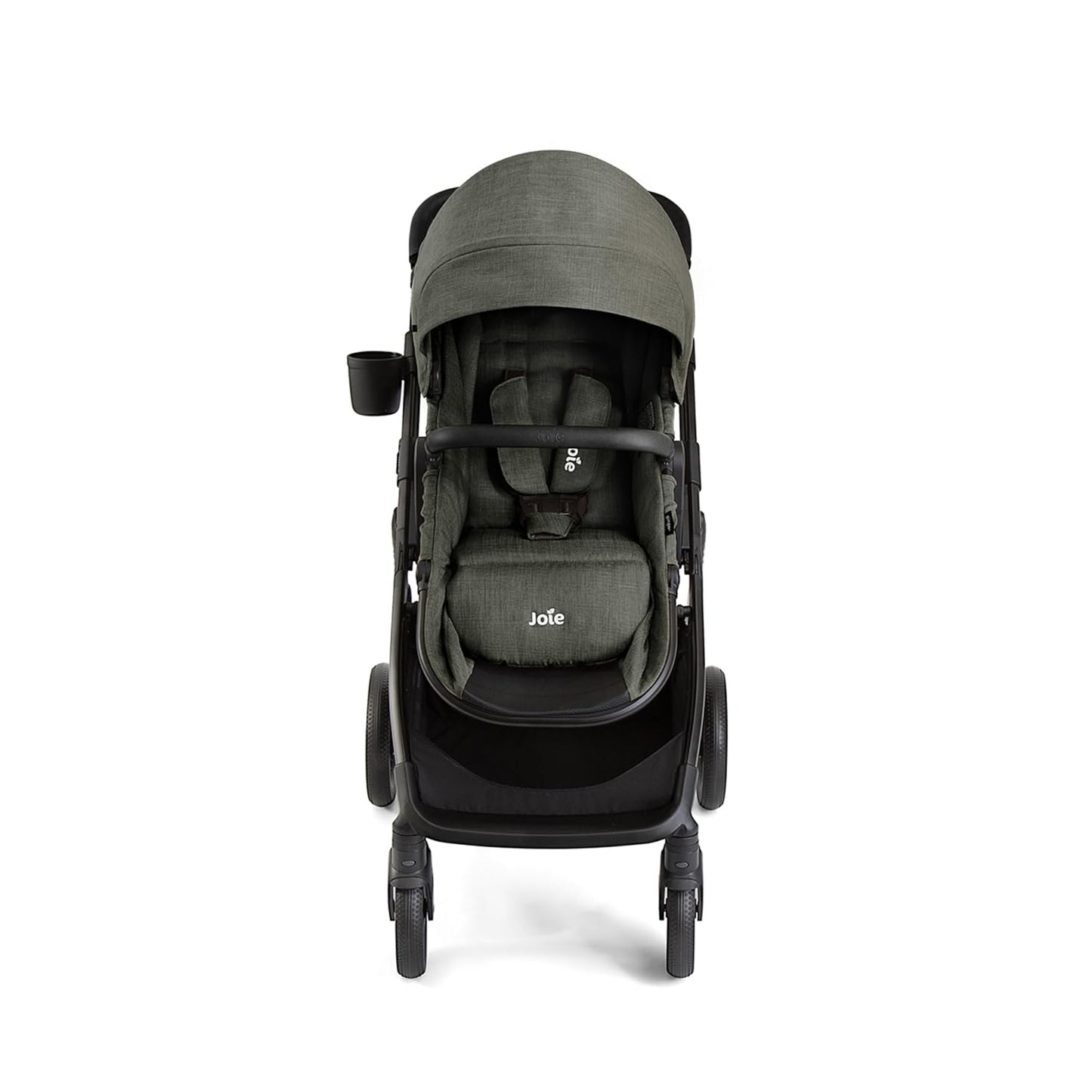 Joie Ginger 4-in-1 Convertible Pramette and Stroller with A Deep Recline, Height Adjustable seat, All-Terrain Wheels, Extra Storage – for Newborns and Toddlers (Shale Dark)
