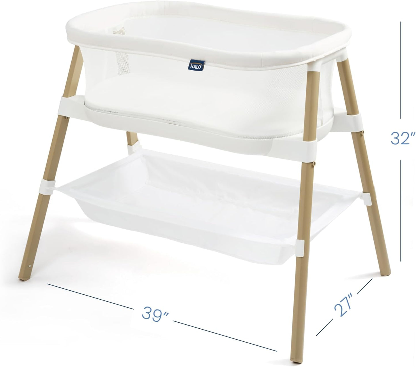 HALO® BassiNest® Bedside Sleeper – Breathable Baby Bassinet Slides Over Bed with Mesh Walls for Airflow & Visibility, Lowering Wall for Easy Access, Fits Most Beds