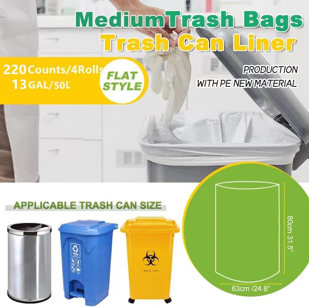 Handle Trash Bags 4 Gallon 100 Counts Small Garbage Bags for Office,Kitchen,Bedroom Waste Bin, Rubbish,Trash Can Liner