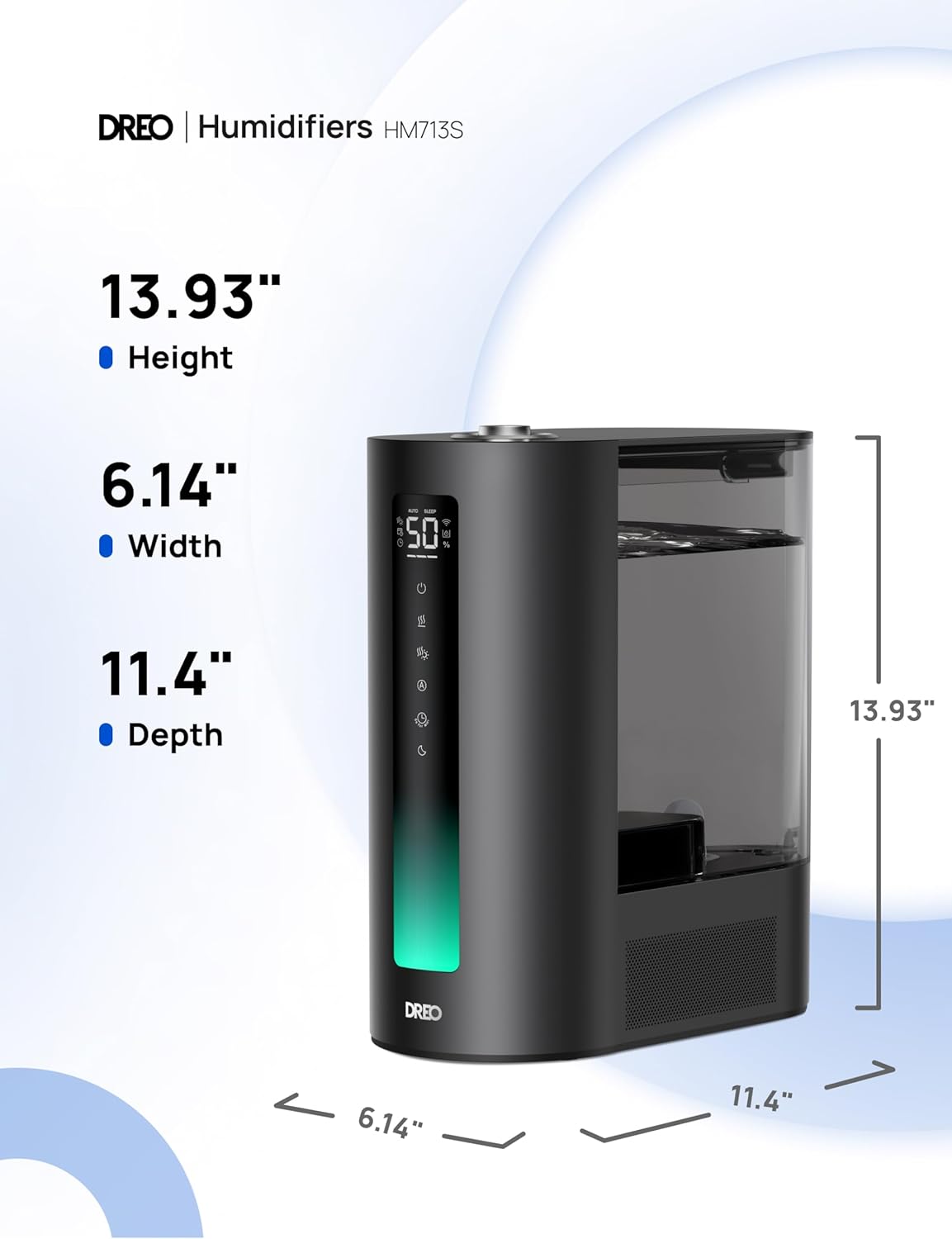 DREO 6L Humidifiers for Bedroom, Smart Warm & Cool Mist for Large Room, 60Hr Quiet Runtime for Baby, Plant, Humidity Sensor, Indicator Light, 12H Timer, Google/Alexa, HM713S
