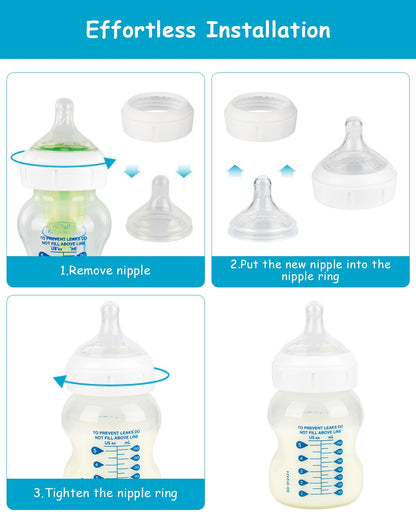 Silicone Nipple for Dr. Brown's Natural Flow Level 1 Wide-Neck Baby Bottle, 0m+, Slow Flow, 6 Count