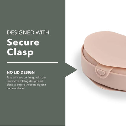 Miniware Baby Travel Plate with Suction - Foldable Silicone Baby Travel Essential to Promote Self-Feeding - Dishwasher Safe, BPA Free, Food Grade Silicone Baby Plate For On The Go - Sage Silifold