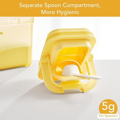 Shockproof Airtight Baby Formula Container with Scoop，Baby Formula Dispenser for Travel Outdoor Activities,BPA Free (Yellow, 1000ml)