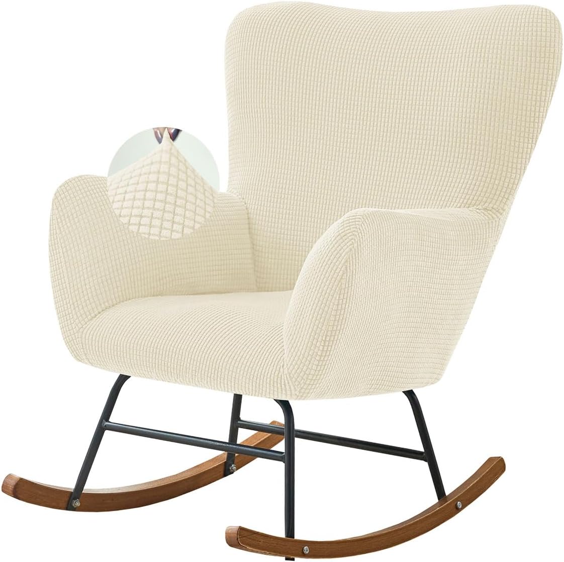 Levoberg Nursery Rocking Chair Cover Stretch Rocker Glider Chairs Cover Slipcovers Jacquard Rocking Accent Chair Cover Recliner Armchair Slipcover for Nursery Living Room Bedroom Office Black
