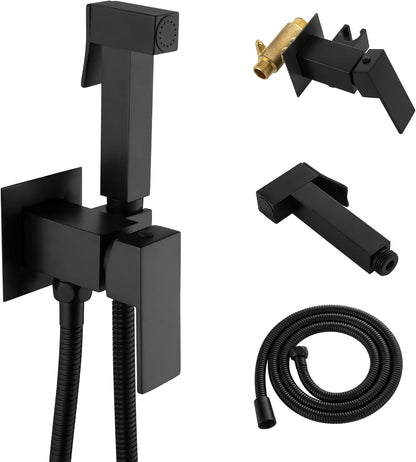 SHAMANDA Handheld Bidet Sprayer for Toilet, Stainless Steel Baby Cloth Diaper Sprayer Kit, Bathroom Toilet Bidet Attachment Set for Bathing Pets Feminine Hygiene, Matte Black BDS01-7