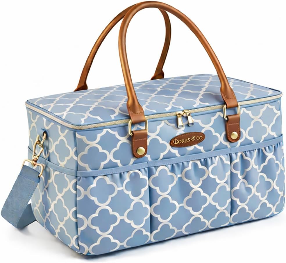 DOKUS & CO Luxe Diaper Caddy Organizer, Extra Large Collapsible Nursery Storage Tote for Baby Essentials & Travel