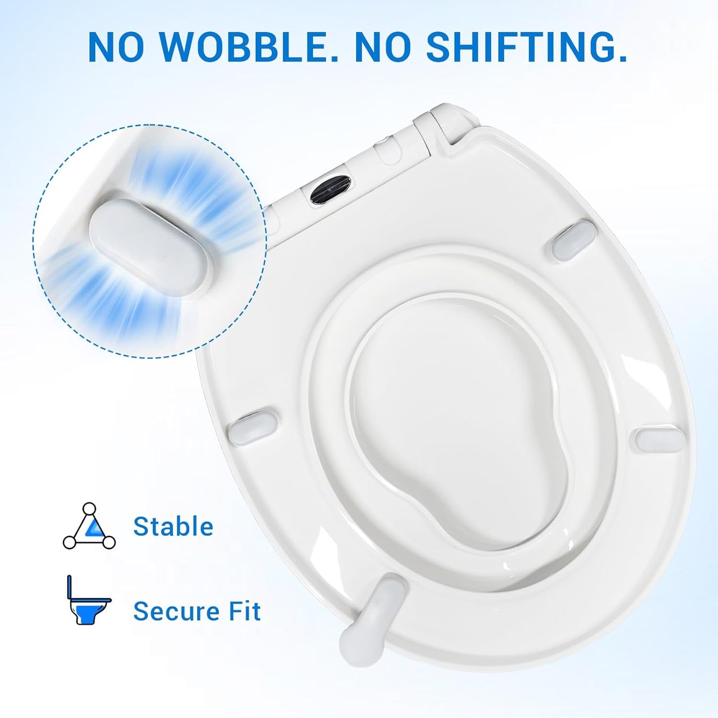 KHE Elongated Toilet Seat with Child Seat 18.5 Inch, Soft Close Toilet Seat with No-Touch Handle, Quick Release, Non-Slip, Durable PP, White