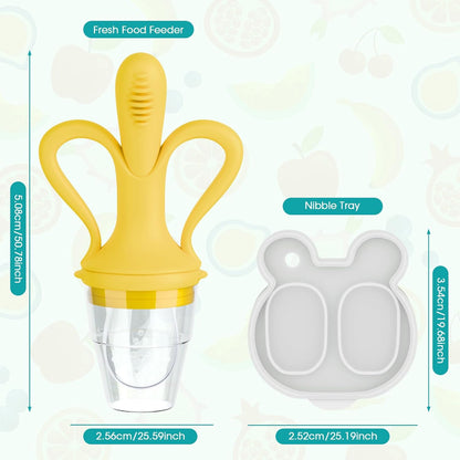 JEXFUN Baby Fruit Feeder & Breastmilk Popsicle Mold Set, Silicone Food Feeder Pacifier for Cooling Relief with 3 Replaceable Pouches, BPA-Free Teething Toy for Safe Infant Self Feeding (Pea Green)