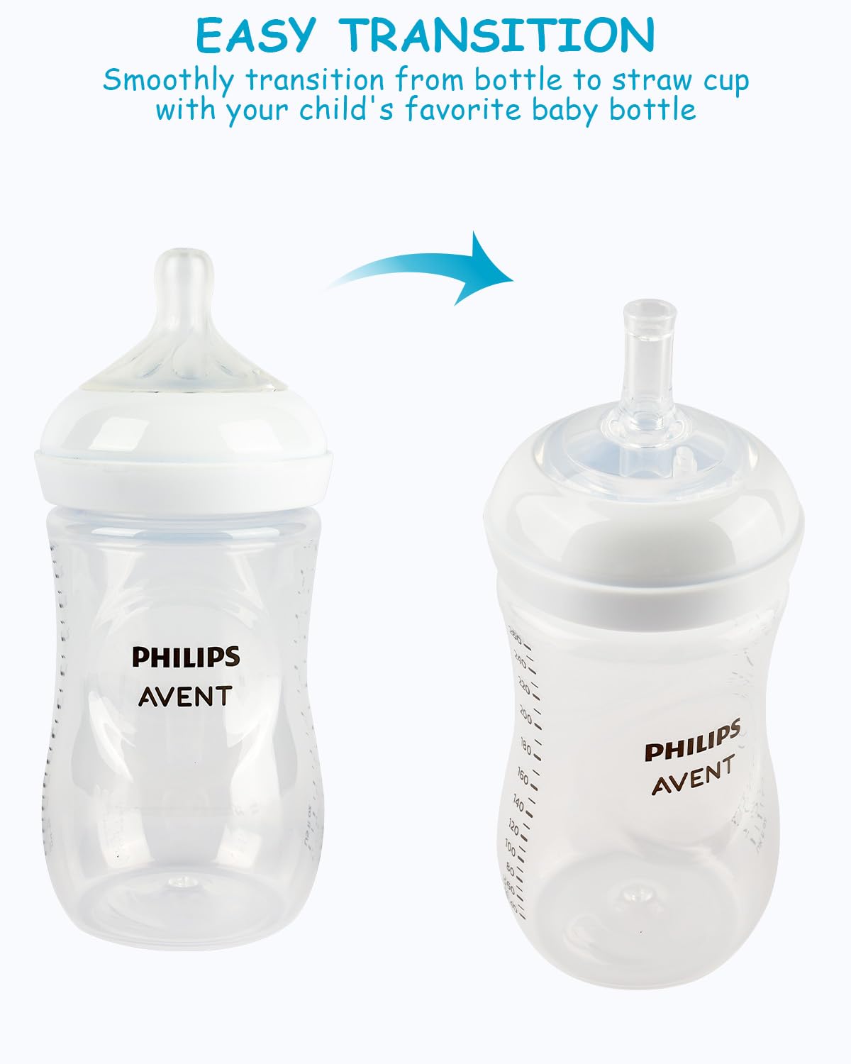 Sippy Cup Nipples for Philips Avent Natural Baby Bottles, My Grippy Spout Sippy Cup and Natural Trainer Sippy Cup, Soft 100% Silicone Sippy Spout Nipples, 6m+, 4 Count