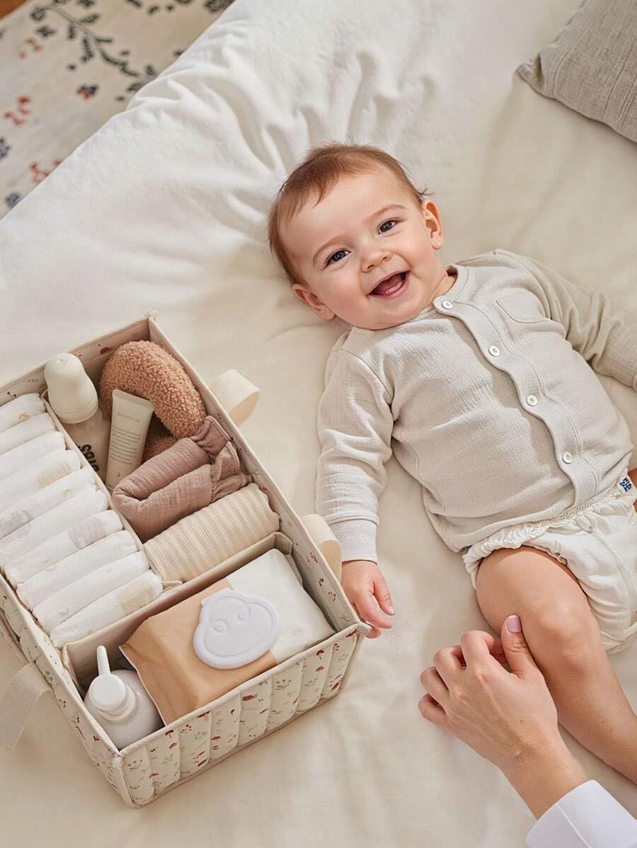 Diaper Caddy Organizer,Cute Floral Nursery Storage Basket,Soft Portable Changing Table Car Caddy Organizer Gift (Floral B)