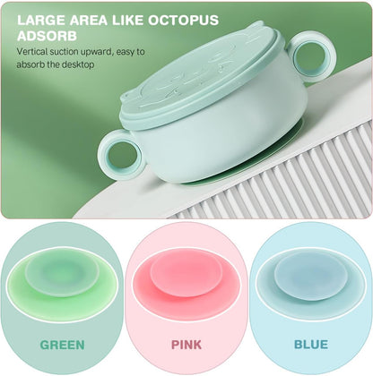NOLITOY 3Pcs Sided Suction Cups, Double Portable Plate Suckers Non-Slip Silicone Utensil Rest Sucker Pads for Plate Bowl Dish