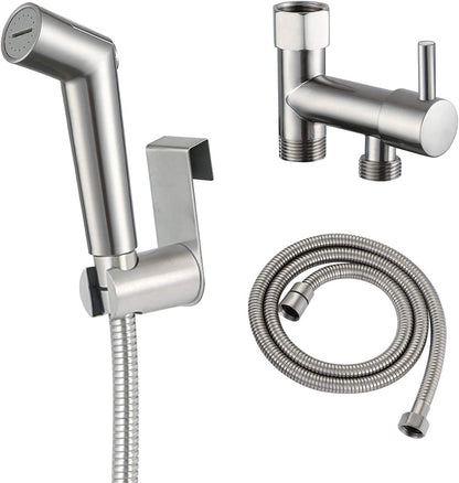 Handheld Sprayer Kit with Adjustable Jet Spray for Toilet, Double Shut-Off Design Chrome Finish