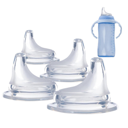 4Pack Replacement Silicone Spout Compatible with NUK, Soft Spout Replacement for NUK Active and Learner Cups, Easy Transition from Bottle to Cup, No Spill for Sippy Cup Nipples