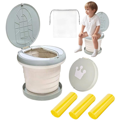 SunnySmile portable, foldable potty seat for toddler, Training Toilet Seat Emergency Toilet for Car, Camping, Outdoor, indoor (grey, small)