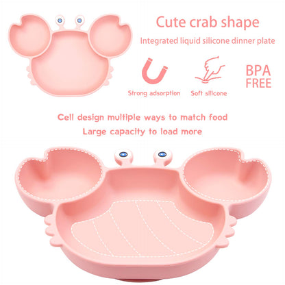 Linowos Silicone Suction Plate for Toddlers - Self Feeding Training Divided Plate Dish and Bowl for Baby and Toddler, Fits for Most Highchairs Trays, BPA Free Microwave Dishwasher Safe