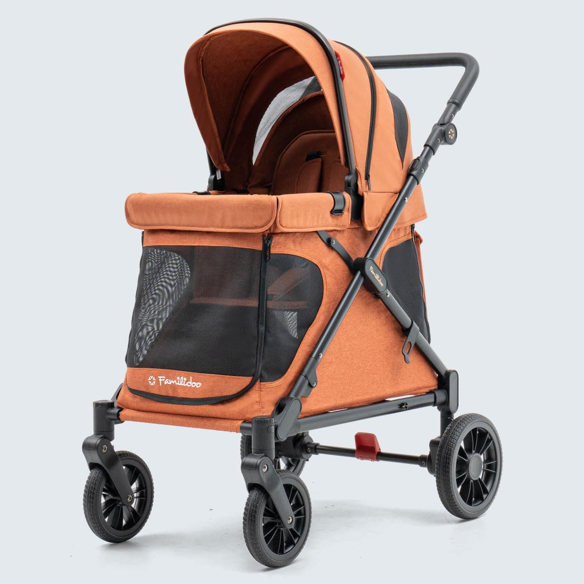 Familidoo Q1 Multi-Use Kids Wagon Stroller – Foldable, Lightweight & All-Terrain for Kids & Pets – 5-Point Safety Harness, Rain Cover & Compact Travel Design – Supports Up to 132 lbs (Sage Green)