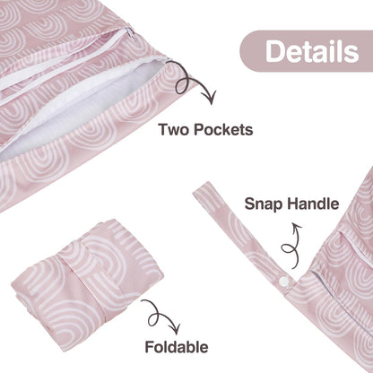 Wet Dry Bags 2-Pack with Cute Dolphin Print - Waterproof Travel Organizer for Swimming Pool Beach Gym Baby Cloth Diapers Swimwear with Dual Zippers