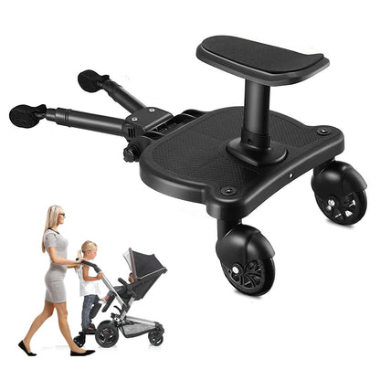 Universal Stroller Board with Detachable Seat, 2 in 1 Buggy Board Suitable for Most Brands of Strollers, Holds Children Up to 55 lbs