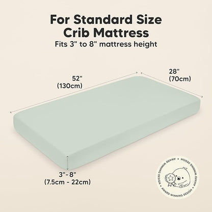 KeaBabies 2-Pack Organic Crib Sheets for Boys, Girls - 52x28 Fitted Crib Mattress Sheet Neutral, Breathable Jersey Cotton Cover for Baby Bed, Toddler Mattress, Soft & Cute Prints (Sage)