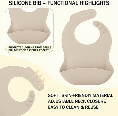 12 Piece BPA-Free Silicone Baby Feeding Set,Non-Slip Suction Plates,Soft Baby Bowls, Wooden Utensils & More ，Make Feeding Time Safe,Dishwasher Safe – Ideal for 6+ Months