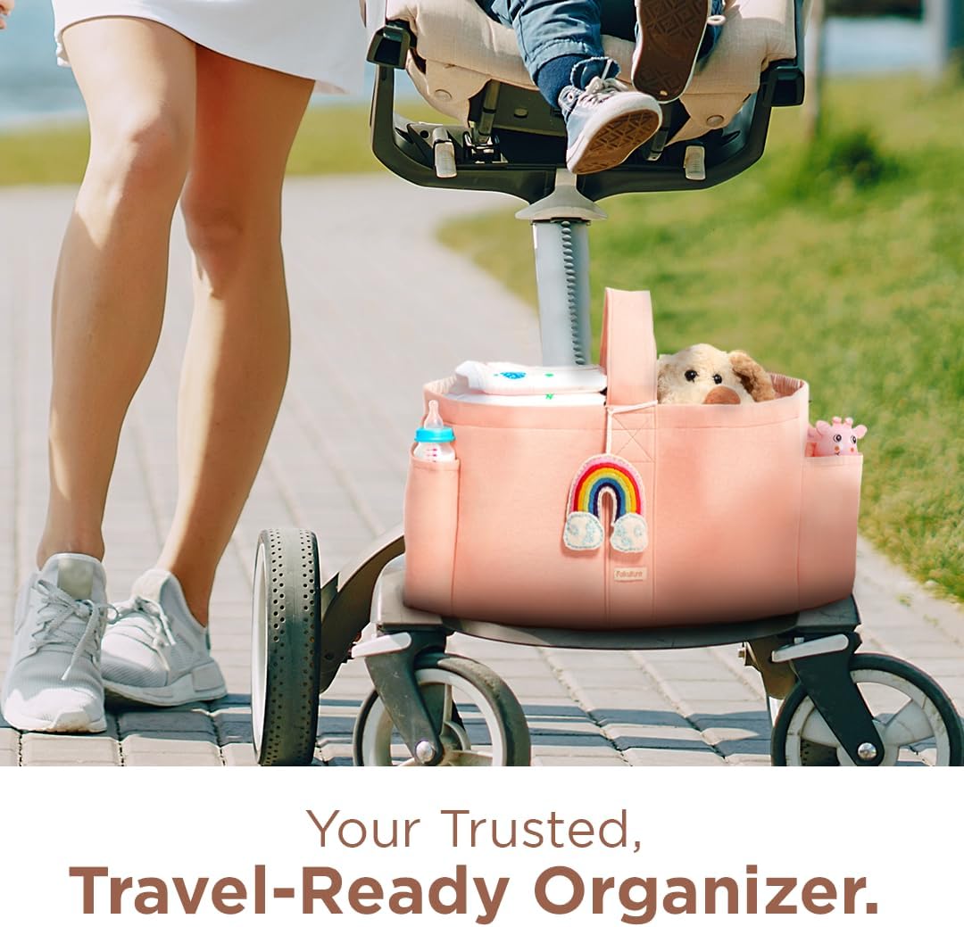 Folkulture Baby Diaper Caddy | Cotton Diaper Bag for Kids - Stylish Comfort Spacious Travel Essential Cart | Nursery Storage Bin and Car Organizer for Diapers, Wipes (Sky Blue - 15")