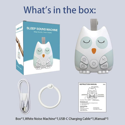 PandaEar Portable White Noise Machine for Baby, 15 Soothing Sound, Night Light, Sleep Sound Timer and Powered by USB for Baby Kids (Owl)
