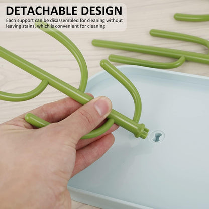 Baby Essentials,Bottle Drying Rack,Baby Bottle Drying Rack,Drying Rack for Kitchen Counter,Detachable Bottle Dryer Holder with Base.for Nipples,Cups,Pump Parts and Accessories(Green)