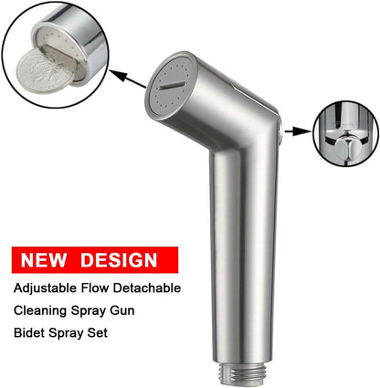 Handheld Sprayer Kit with Adjustable Jet Spray for Toilet, Double Shut-Off Design Chrome Finish