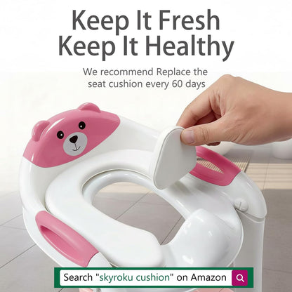 Potty Training Seat, SKYROKU Upgrade Toddler Toilet Seat for Kids Boys Girls, 2 in 1 Potty Training Toilet, Splash Guard Anti-Slip Pad Step Stool,New Sector-Shape Stabilized Base (8899+Grey)