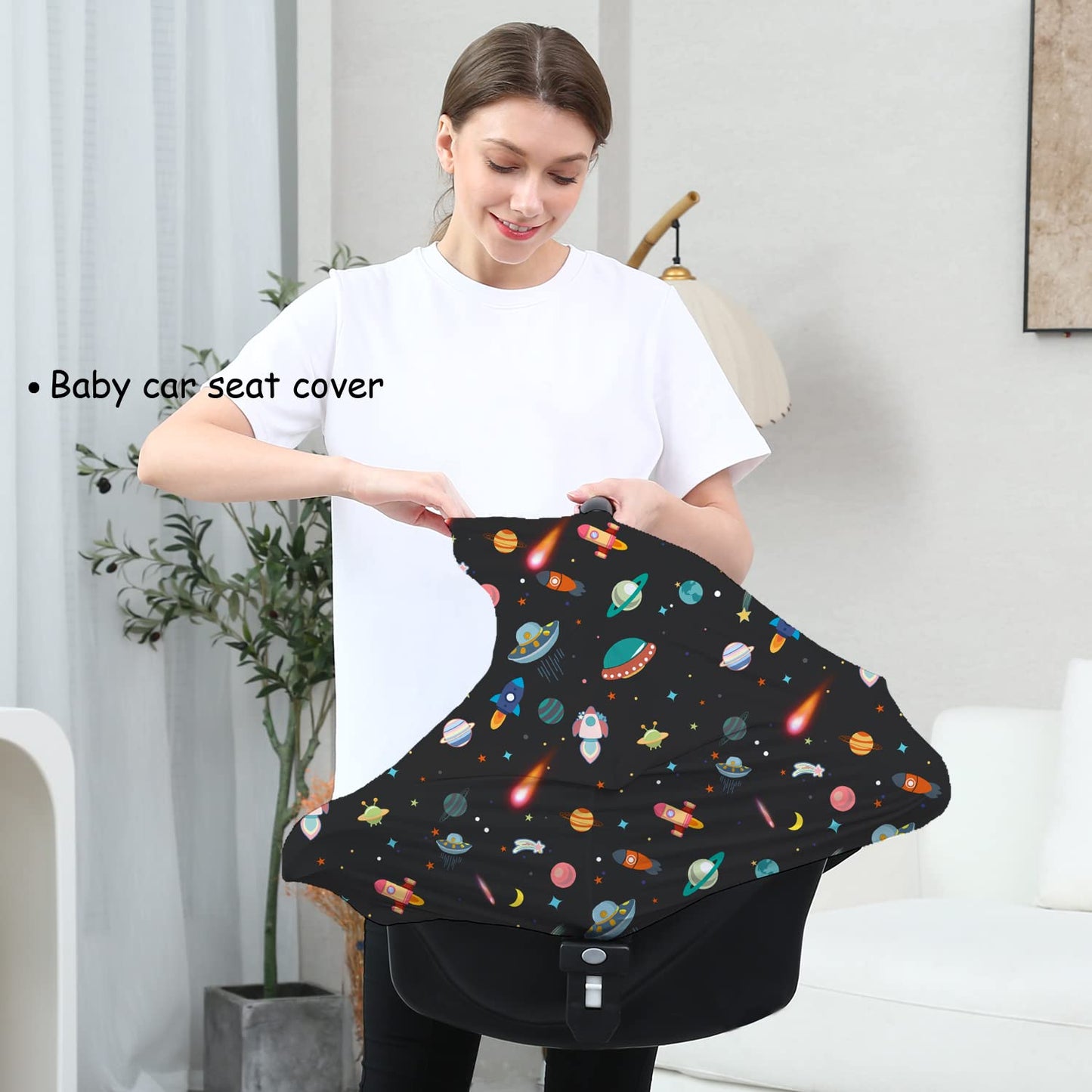 Car Seat Covers for Babies - Multi-use Carseat Canopy Cover Breastfeeding Covers, Stroller Canopy Cover (Navy Dinosaur)