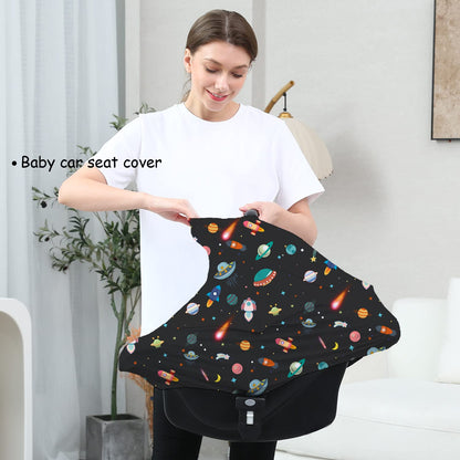 Car Seat Covers for Babies - Multi-use Carseat Canopy Cover Breastfeeding Covers, Stroller Canopy Cover (Navy Dinosaur)