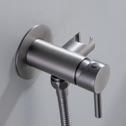 Bidet Sprayer for Toilet, Wall Mounted Hot and Cold Bidet Faucet, Handheld Cloth Diaper Sprayer Kit,Chrome(Gunmetal Gray)
