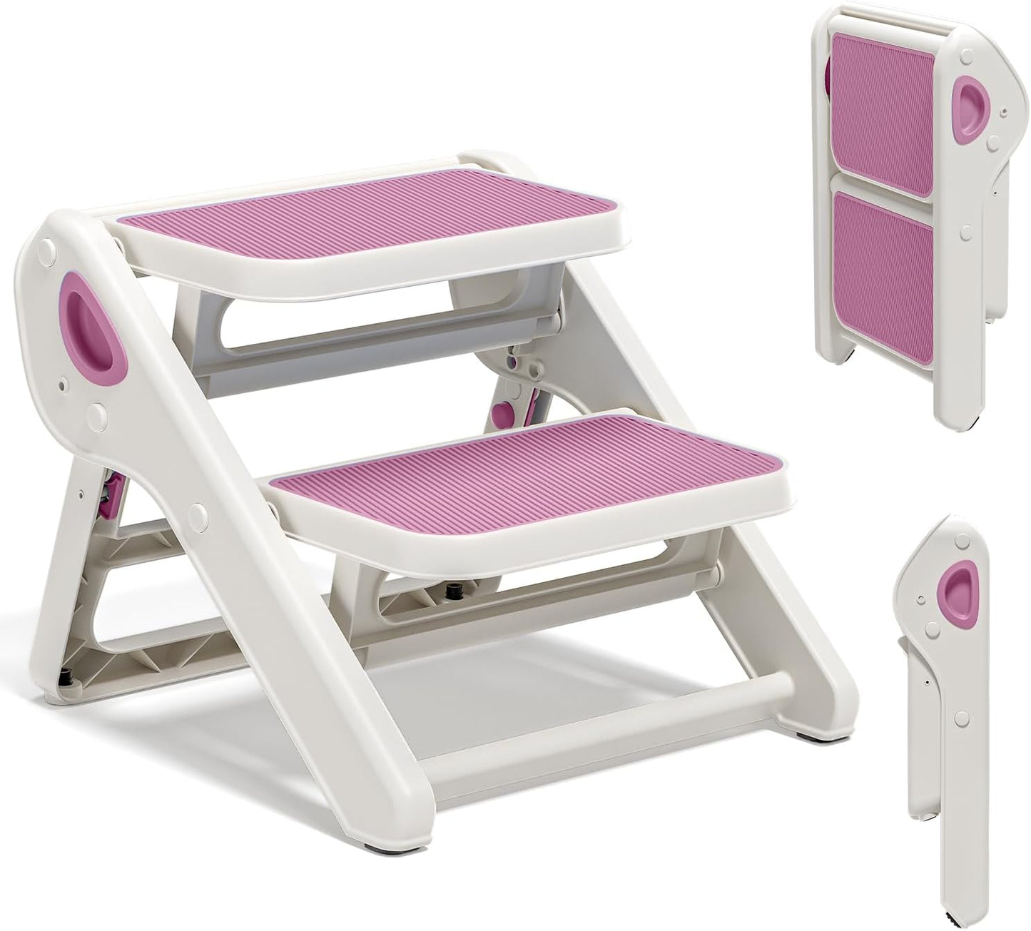 MoreFeel Foldable Toddler Step Stool for Bathroom Sink - 2-Step Kids Stool for Potty Training, Kitchen Counter & Bedroom, Sturdy Non-Slip Child Safety Stool Helper
