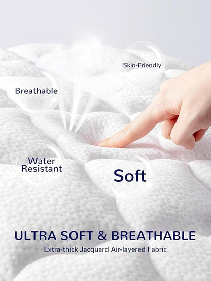 SLEEP ZONE Waterproof Crib Mattress Protector Pad 2-Pack - Quilted, Fitted Baby Mattress Cover 28"x52" - Soft Breathable Toddler Mattress Pad Noiseless Infant Bed Topper - Deep Pocket 14", White