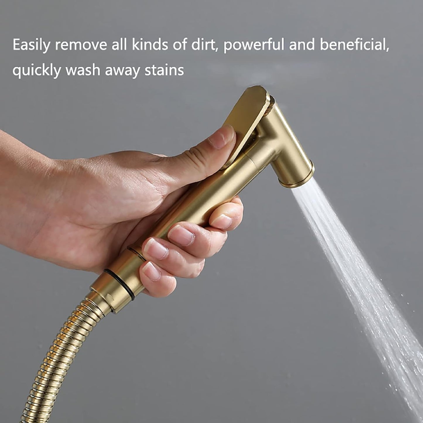 ICOBES Handheld Bidet Sprayer for Toilet, Brushed Gold Brass Bathroom Cloth Diaper Sprayer Set with Angle Valve, Wall Mounted Toilet Bidet Sprayer Kit for Feminine Hygiene, Bathing Pets