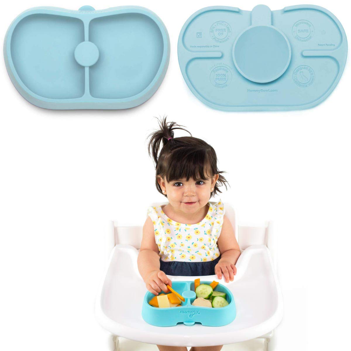 Nummy BOWL - Pure Silicone Bowl with Hidden Suction Cup for Babies and Toddlers | BPA and Phthalate Free | Microwave and Dishwasher Safe | Great Baby Gift (Blue, Puppy Pal Collection)