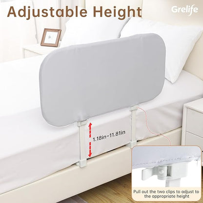 Grelife 33" Portable Travel Bed Rail for Toddlers (Compact), Fast Install, Adjustable Height, Tall Toddler Bed Rails for Crib, Single, Twin Bed, Foldable Baby Bed Rail Guard for Box, Flat Bed