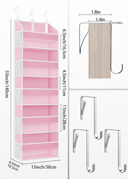 TAHAVICE 1 Pack Over The Door Organizer Storage, Hanging Organizer Closet with 5 Large Pockets 10 Mesh Pockets, 44 lbs Weight Capacity, Behind Door Storage for Nursery Bedroom Bathroom (Dark Grey)
