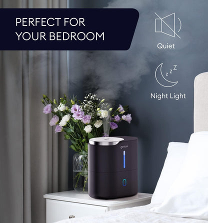 GENIANI Portable Cool Mist Humidifiers for Bedroom & Office - Ultrasonic Humidifier for Home, Baby, Small Room with Auto Shut Off, 250ML Easy to Clean Water Tank
