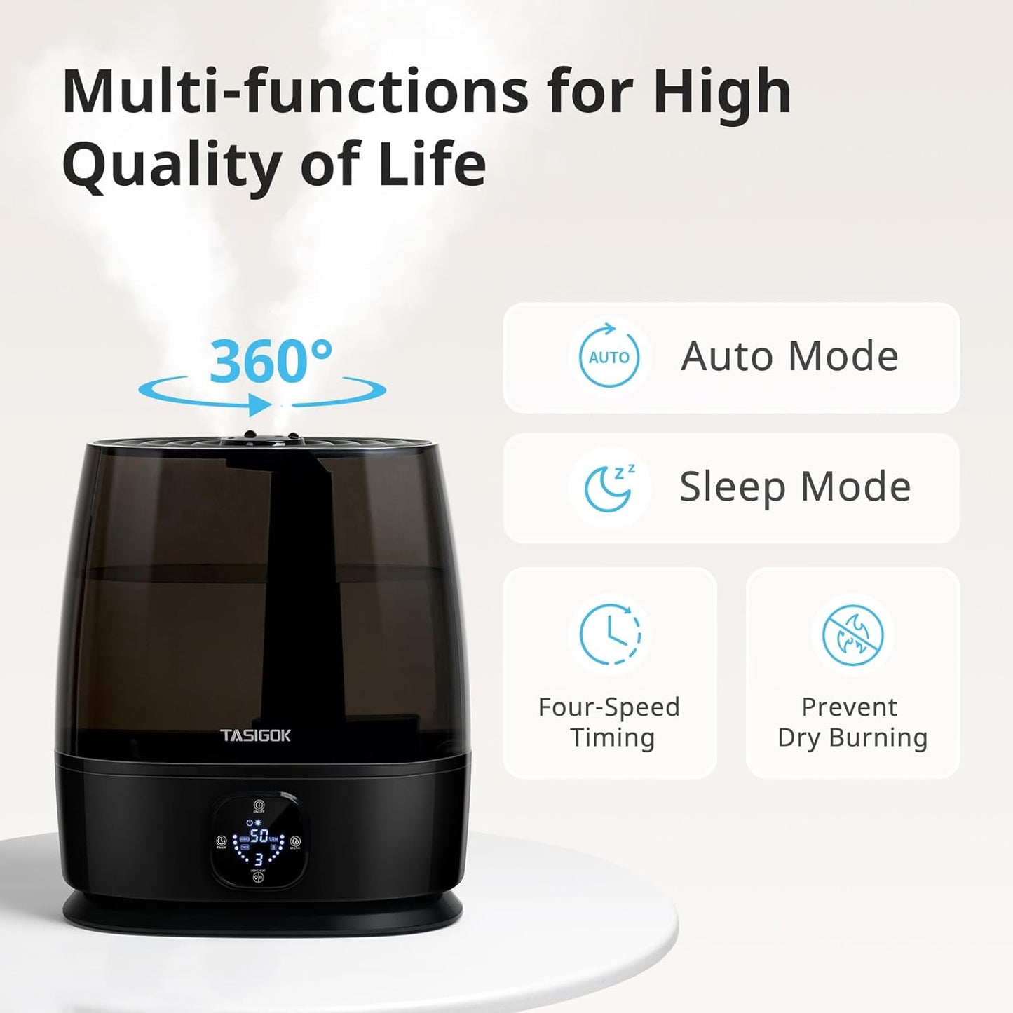 Humidifiers for Bedroom Home, 6L Cool and Warm Mist Air Humidifier for Large Room Baby Nursery, 50H Easy Clean and Top Fill, Quiet with Ultrasonic, Essential Oils, Auto Mode, for House, Plants
