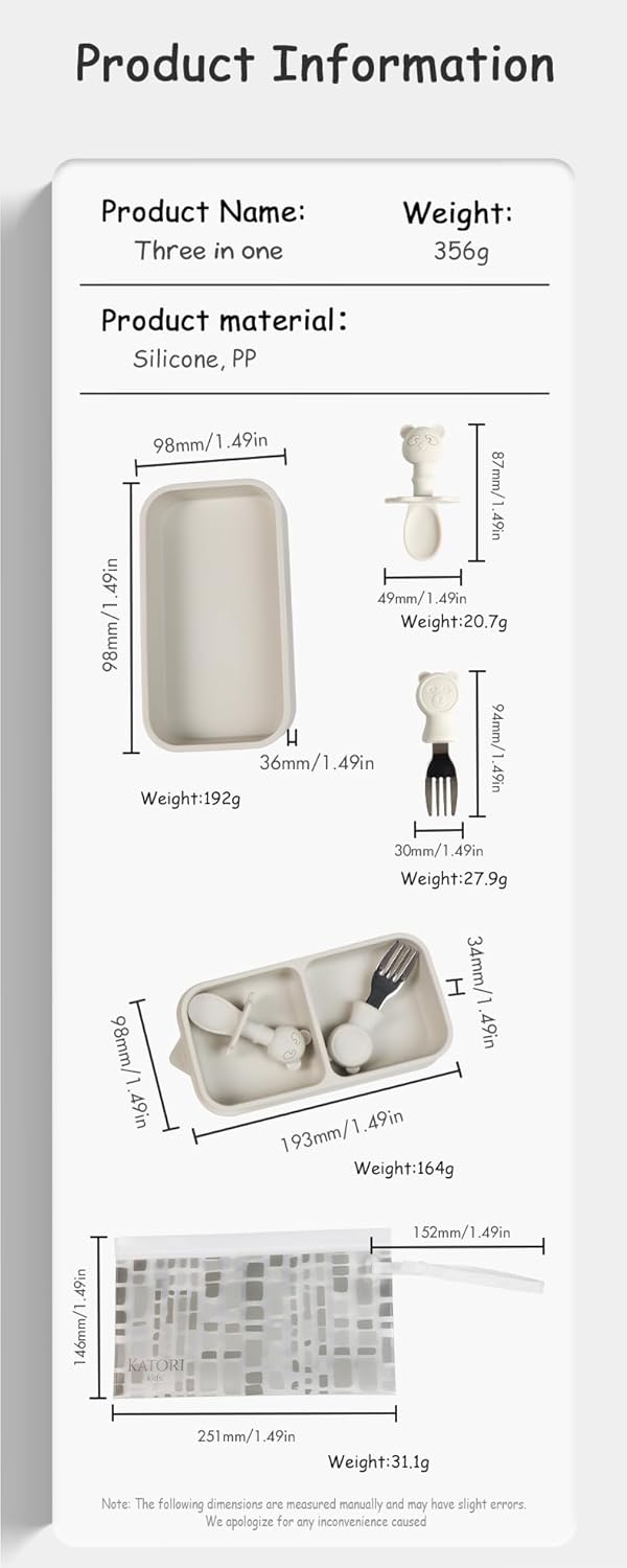 KATORI KIDS Suction Plate for Baby To Go | 5pc Travel Silicone Baby Plate Feeding Set with Travel Bag | Toddler Plate | Baby Travel Essential | Baby Bowl | Platos para Bebes (Boho Creme)