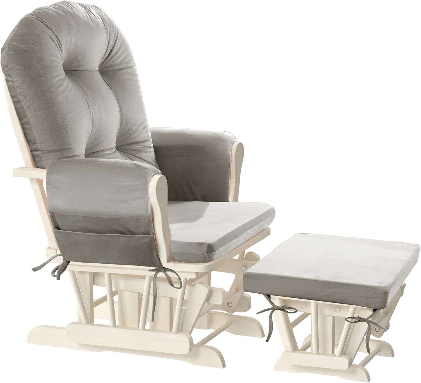 HOMBYS Glider Rocker Replacement Cushions 5 PCS with Storage Side Pocket, Velvet Fabric, Foam & Microfiber Filling, Non-Slip & Washable,Thickened & Supportive for Glider Rocking Chair